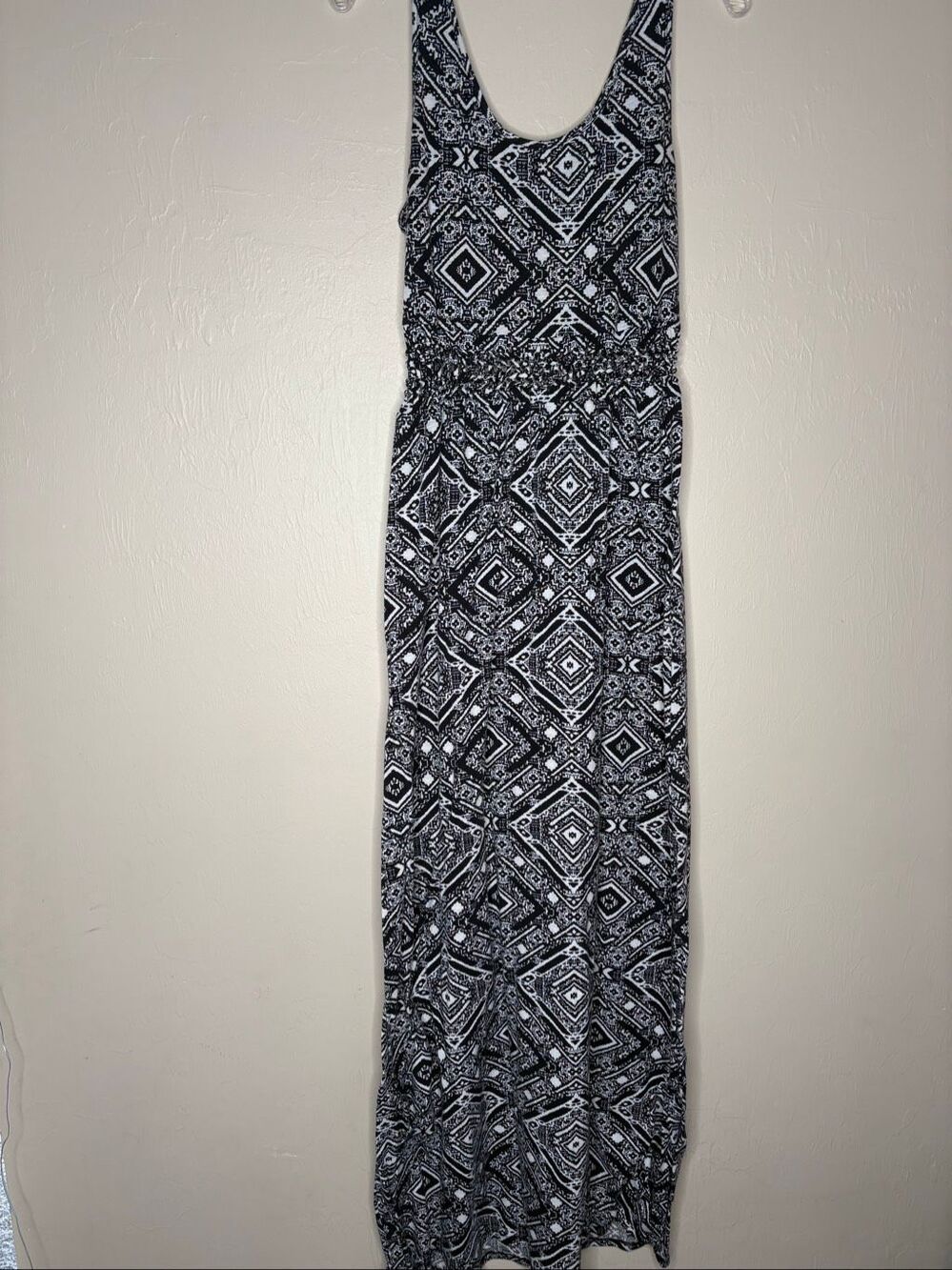No Boundaries NoBo Black and White Geometric Tribal Print Maxi Dress Size Large-